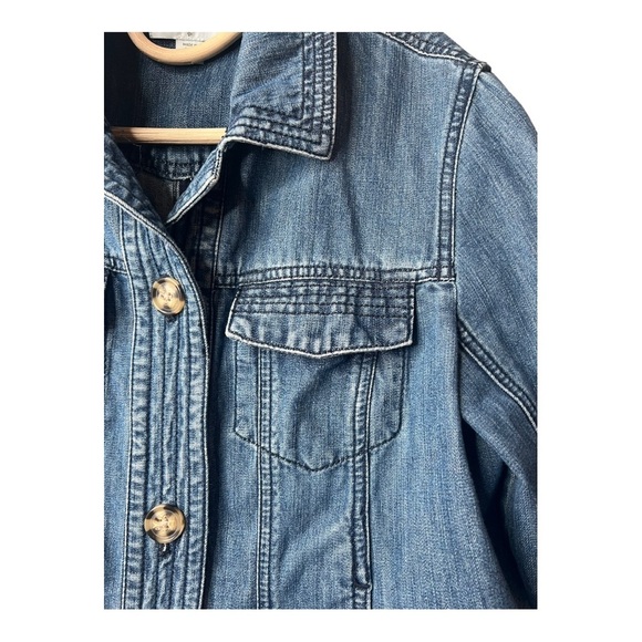 Coldwater Creek Denim LightWash Short Waisted Jacket Chest Pockets Large - Picture 2 of 15